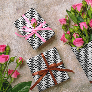 Papier Cadeau Bandes Moiré Noir et Blanc - Trippy Abstrait