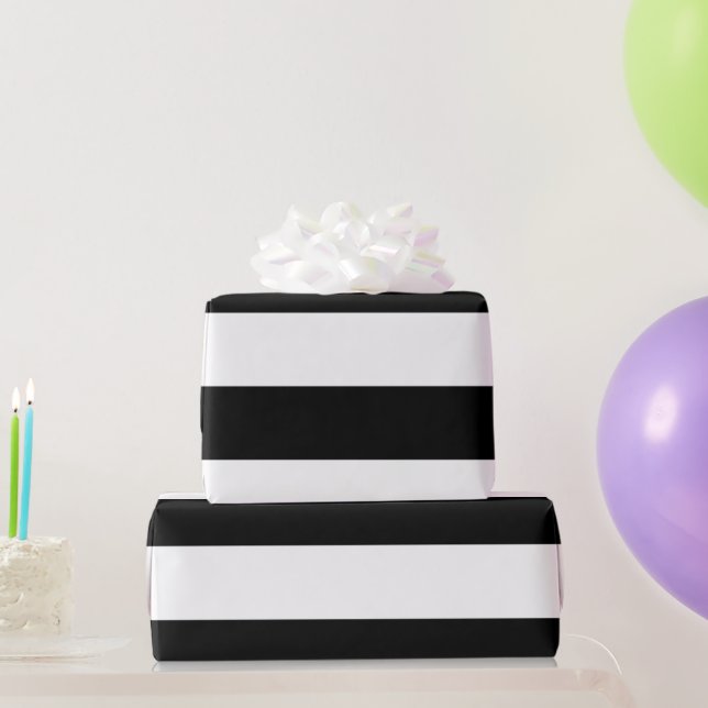 Papier Cadeau Bandes noires (Cadeaux de fête)