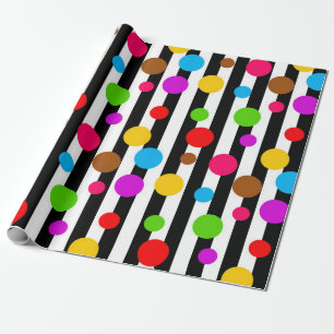 Papier Cadeau Bandes Pois colorées