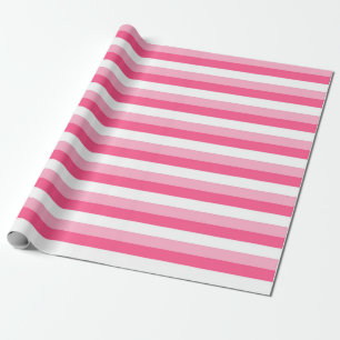 Papier Cadeau Bandes roses, roses chaudes et blanches