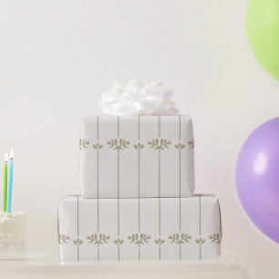 Papier Cadeau Bandes traditionnelles botaniques victoriennes vin