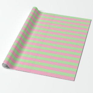 Papier Cadeau Bandes vertes et roses à la menthe