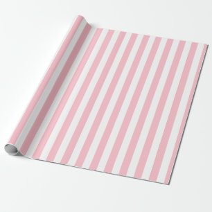 Papier Cadeau Bandes verticales de taille moyenne rose et blanch