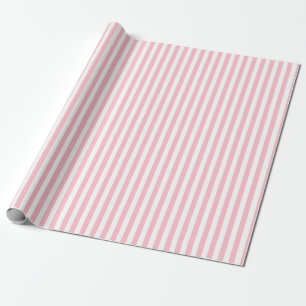 Papier Cadeau Bandes verticales roses et blanches de petite tail