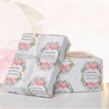 Baptême Ajouter Nom & Date Cross Dove Flowers