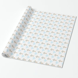Papier Cadeau Baptême Bébé Garçon Papier d'enveloppement bleu