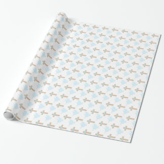 Papier Cadeau Baptême Bébé Garçon Papier d'enveloppement bleu