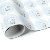 Baptême Garçon Bleu Agneau, Personnalisable