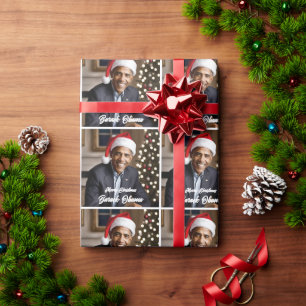 Papier Cadeau Barack Obama à Noël à Santa Hat