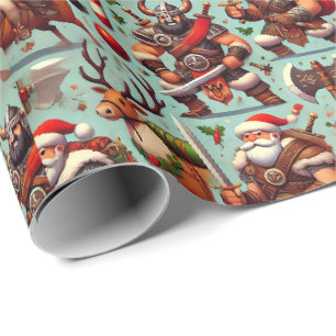 Papier Cadeau Barbarian-Themed Christmas Wrapping Paper