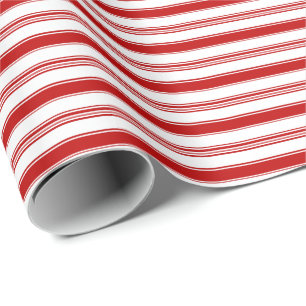Papier Cadeau Barbe à bonbons horizontale rouge et blanche (peti