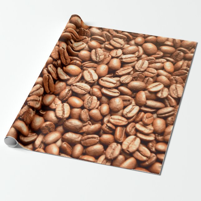 Papier Cadeau Barista Coffeehouse Shop Coffee Beans Motif (Déroulé)
