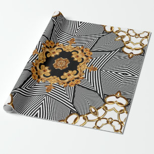 Papier Cadeau Baroque doré et chaînes motif ornement