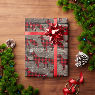 Papier Cadeau Barque de Buffle Neige Plaid Red Fox