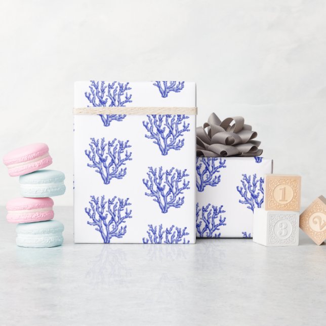 Papier Cadeau Barrière de corail bleu (Baby Shower)