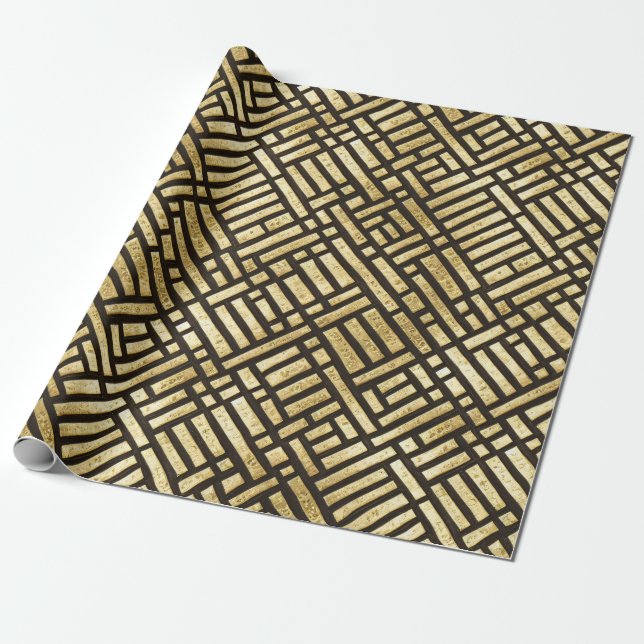 Papier Cadeau Bars royaux d'or Art déco (Déroulé)