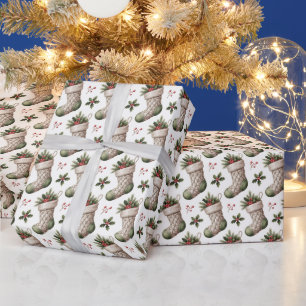 Papier Cadeau Bas de Noël Baies d'hiver