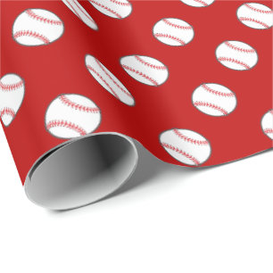 Papier Cadeau Base-ball rouges et blancs   toute couleur