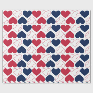 Papier Cadeau Baseball Heart Wrapping Paper