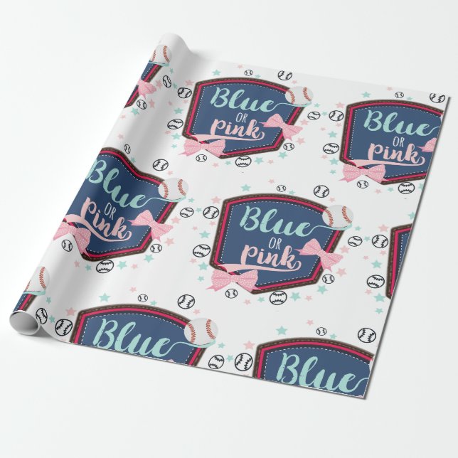 Papier Cadeau Baseball ou bows Genre Reveal (Déroulé)