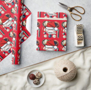 Papier Cadeau Baseball pour Noël avec le nom des enfants