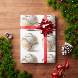 Papier Cadeau Baseball pour Noël avec le nom des enfants