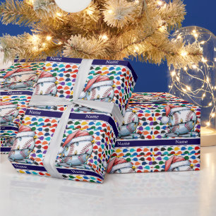 Papier Cadeau Baseball pour Noël avec le nom des enfants