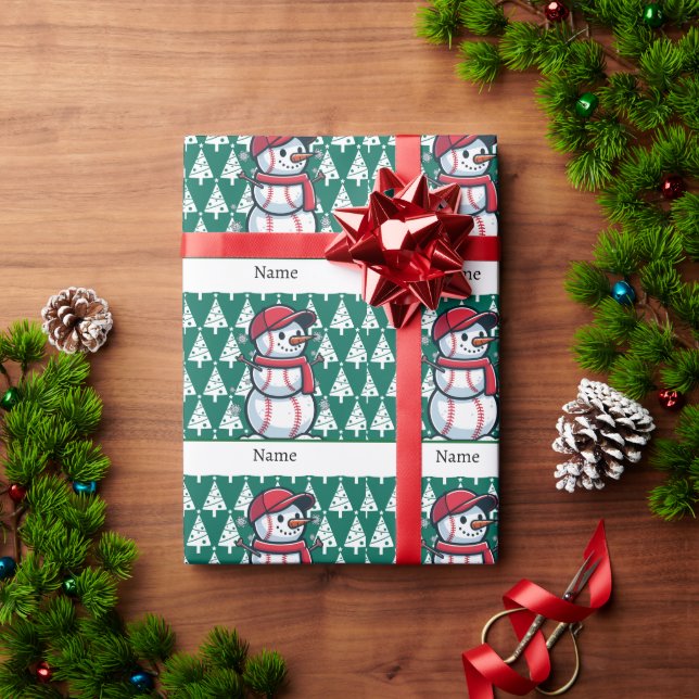 Papier Cadeau Baseball pour Noël avec le nom des enfants (Cadeau de vacances)