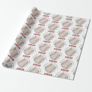 Papier Cadeau Baseball Sports Anniversaire fête Nom personnalisé