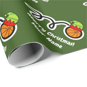Papier Cadeau Basket-ball amusant avec elf casquette coutume Noë