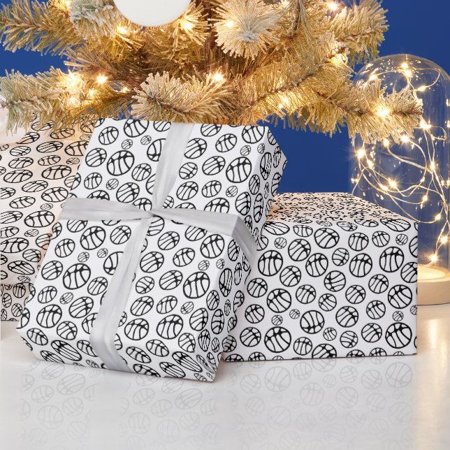 Papier Cadeau Basket-ball Motif noir et blanc (Vacances)