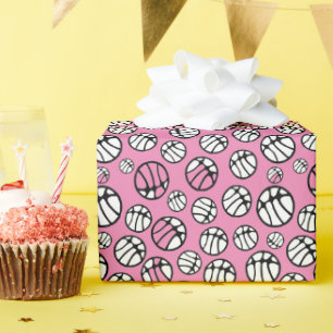 Papier Cadeau Basket-ball Motif rose Nom