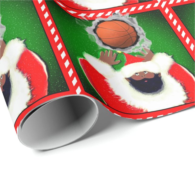 Papier Cadeau Basket-ball Noël cadeau de vacances (Coin rond)