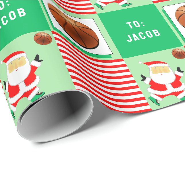 Papier Cadeau Basket-ball Noël cadeau de vacances (Coin rond)