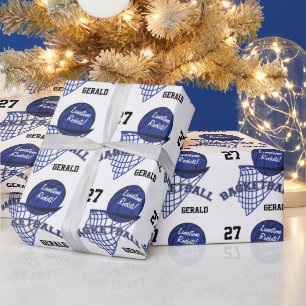 Papier Cadeau Basket-ball personnalisé - en bleu foncé
