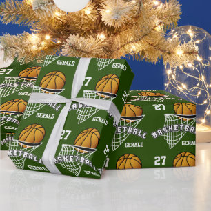 Papier Cadeau Basket-ball personnalisé - Vert foncé