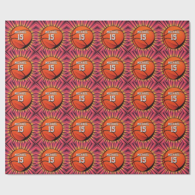 Papier Cadeau Basket-ball Votre nom Pop Art (Plat)