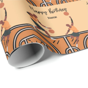Papier Cadeau Basketball Joyeux Anniversaire au Joueur avec Joue