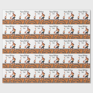 Papier Cadeau Basketball Joyeux Anniversaire au Joueur avec Joue