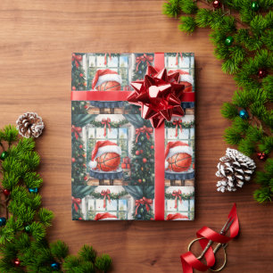 Papier Cadeau Basketball thème de Noël pour le joueur