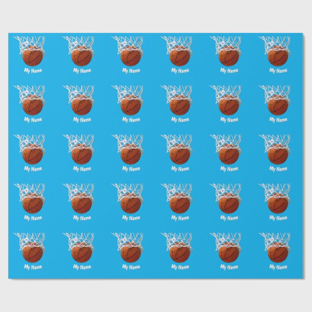 Papier Cadeau Basketball Votre Nom Personnalisé (Plat)