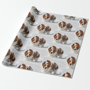 Papier Cadeau Basset Hound Dans Le Papier D'Enveloppement De Nei