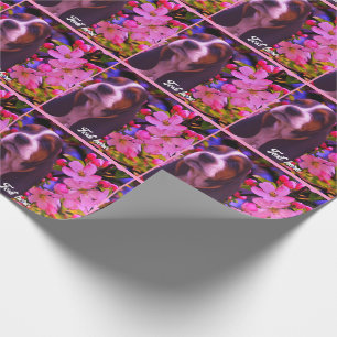 Papier Cadeau Basset Hound Fleurs de marionnettes personnalisées
