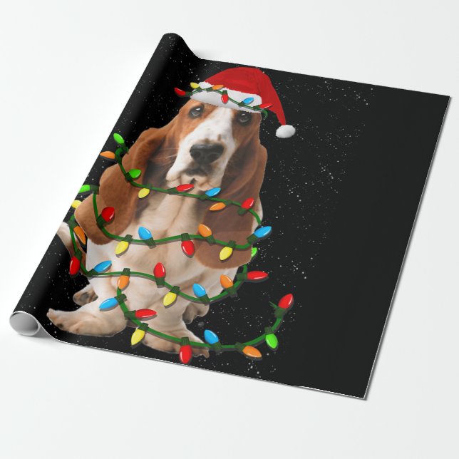 Papier Cadeau basset hound noël drôle basset hound chien amour (Déroulé)