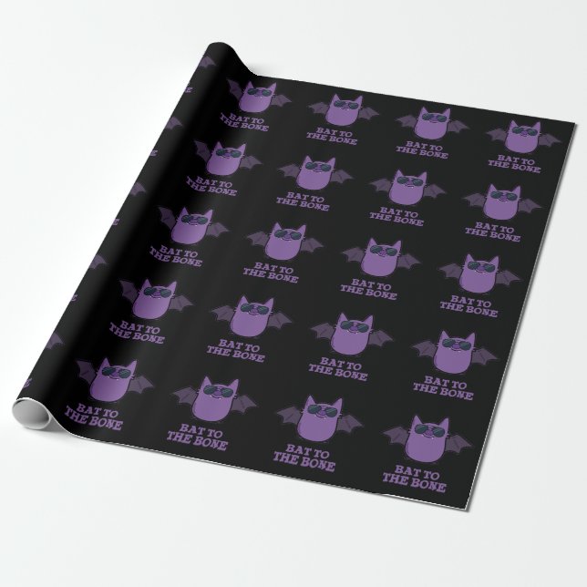 Papier Cadeau Bat À L'Os Drôle Animal Pun Dark BG (Déroulé)