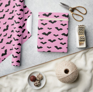 Papier Cadeau Bat silhouettes in pink