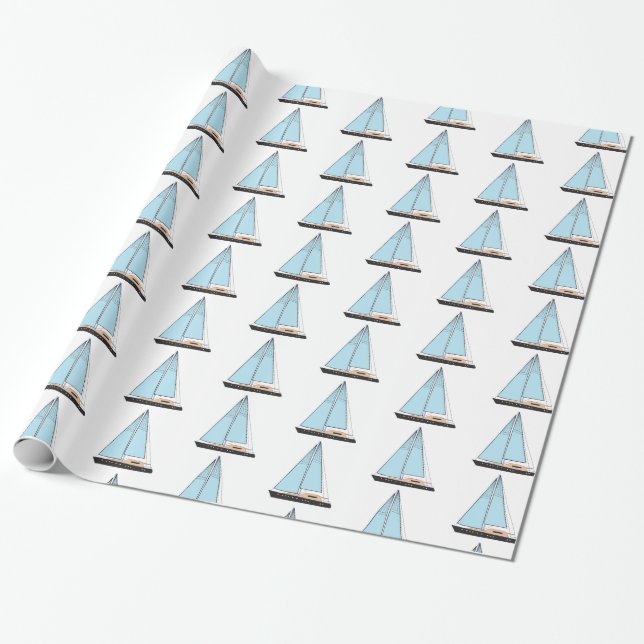 Papier Cadeau Bateau De Voilier De Luxe (Déroulé)