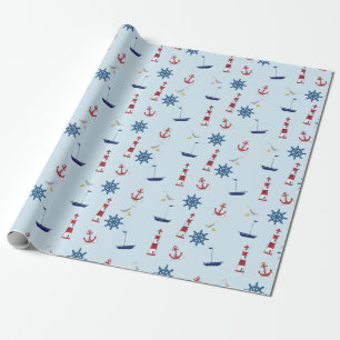 Papier Cadeau Bateaux à voile Phare nautique Bateaux à voile O