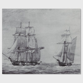 Papier Cadeau Bateaux Graphiques d'Art Fin Océanique Trek