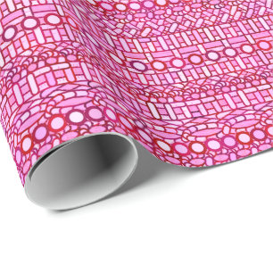 Papier Cadeau Batik tribal - nuances de rose et de Bourgogne
